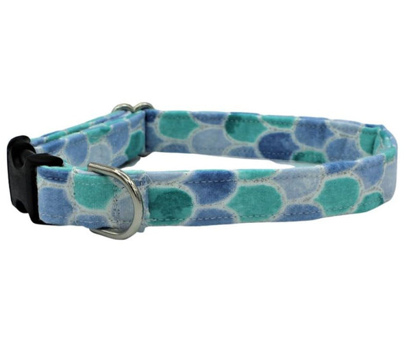 Blue and Teal Mermaid Scales Dog Collar