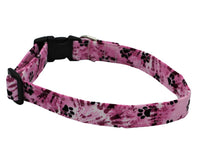 Pink Tye Dye Fabric Dog Collar