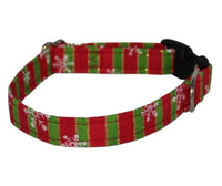 Christmas Red and Green Strips Standard Dog Collar