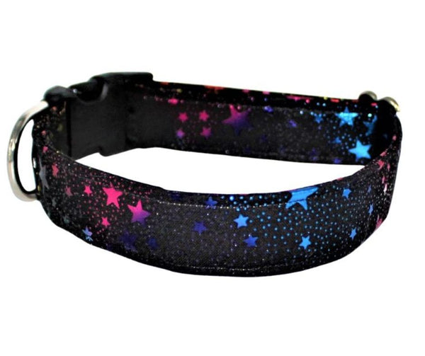 Black with Multi-Colored Stars Dog Collar