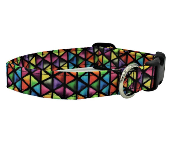 Bright Triangles Fabric Dog Collar