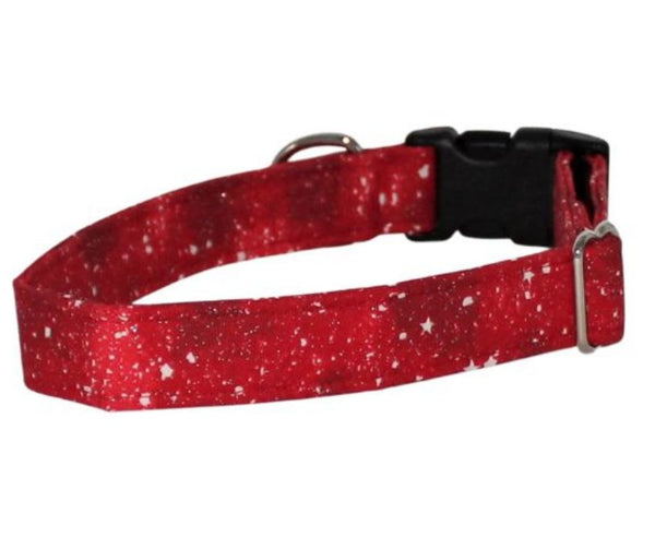 Christmas Red Glitter Snow Standard Dog Collar