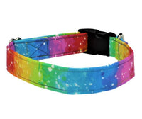Rainbow Paintbox Fabric Dog Collar
