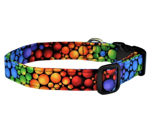 Rainbow Bubbles Standard Dog Collar
