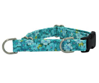 Teal Flowers  Limited Slip Fabric Collar