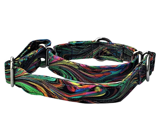 Multicolored Waves Martingale Dog Collar