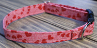 Pink with Red Hearts Dog Collar