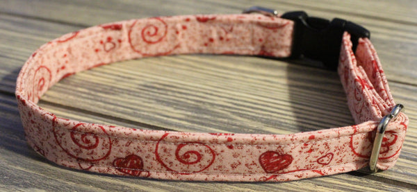 Red Hearts and Swirls Dog Collar